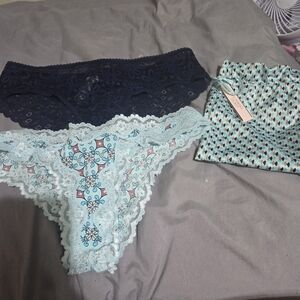 Victoria's Secret Navy and Light Blue Lace Panties